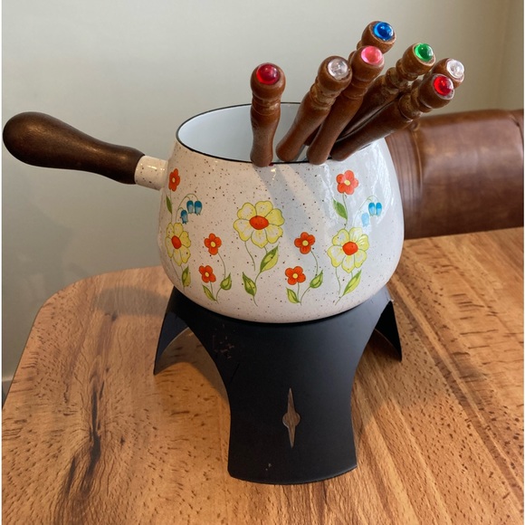 🌼vintage floral fondue set - Picture 12 of 14